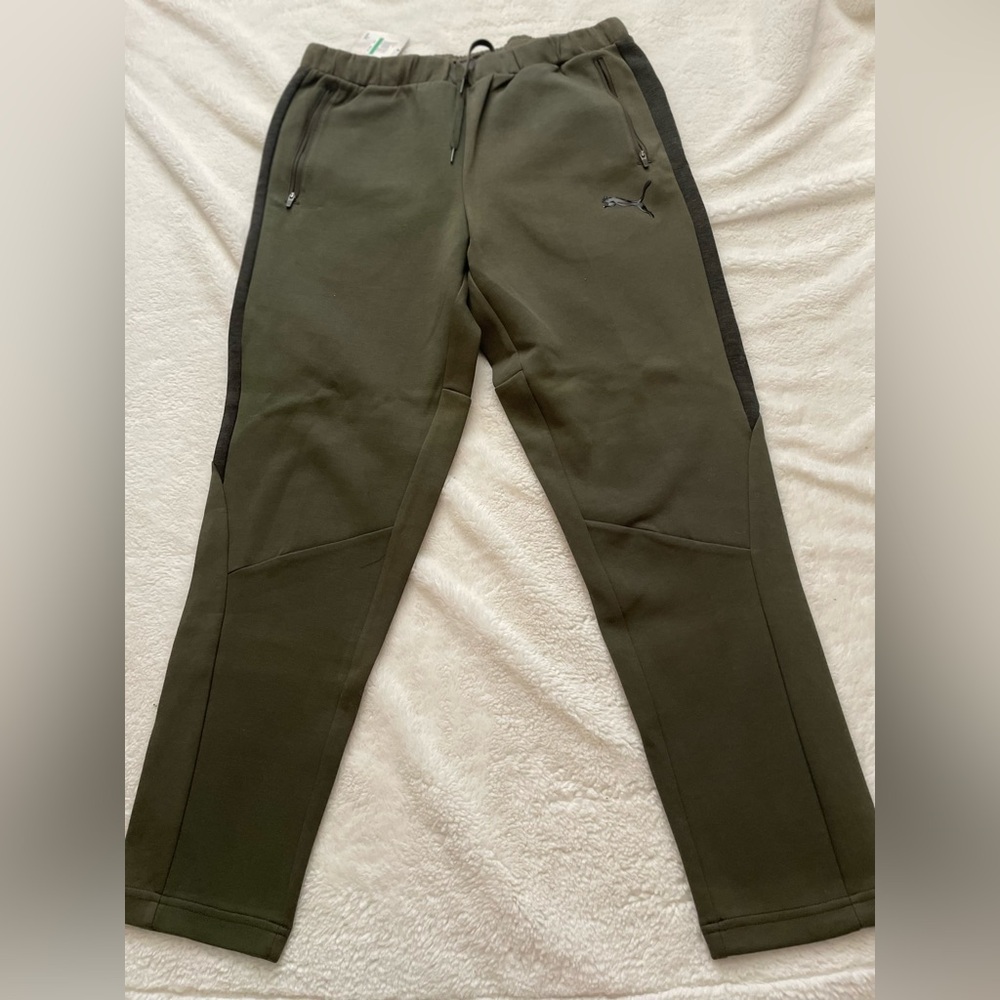 Army green puma sweatpants